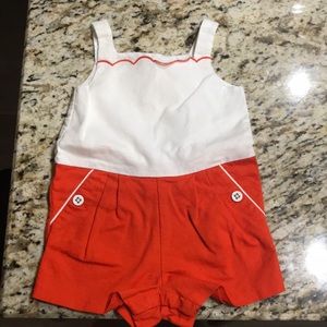 Baby Girl white and orange shorts Romper